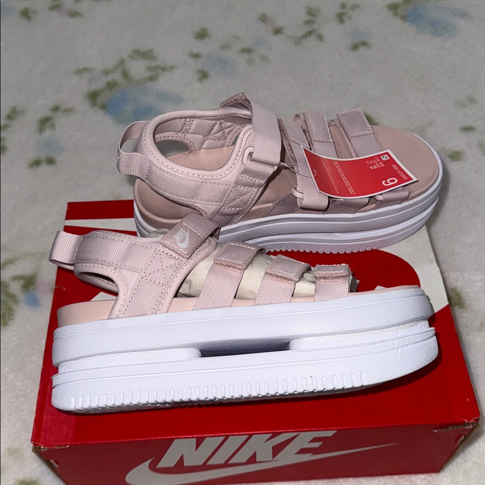 Nike Icon Classic Blush Pink Platform Sandals - Picture 4 of 6